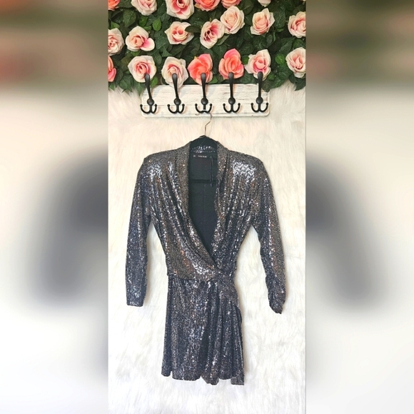 Zara Holiday Sparkle Wrap Mini Dress (NWOT) - Picture 1 of 8